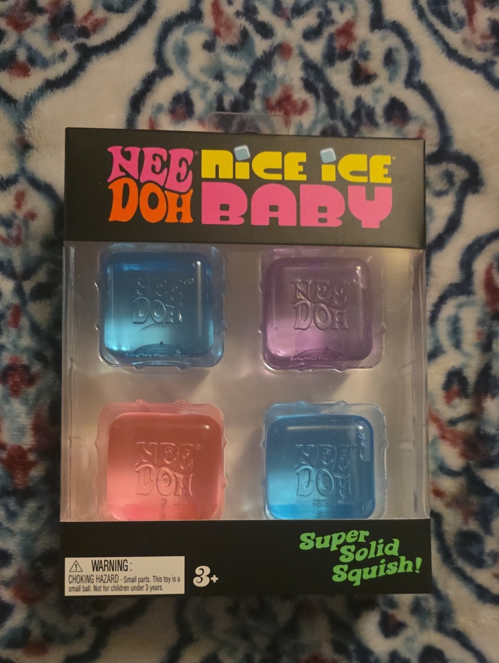Nee Doh Nice Ice Baby 4-Pack Solid Squishers - Blue, Purple, Pink, Aqua